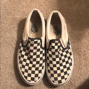 Checkered slip on vans